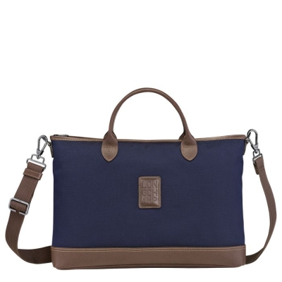 Women's Longchamp Boxford S Document Holders Navy | 15KQJOCVY