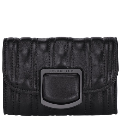 Women's Longchamp Brioche Cardholders & Coin Purses Black | 84TNJMIGR