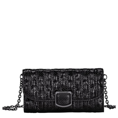 Women's Longchamp Brioche Serpent Wallets Black | 23GMWJEDX