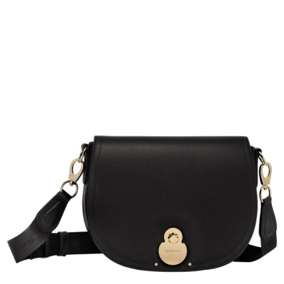 Women's Longchamp Cavalcade M Crossbody Bags Black | 35XZVCOAT