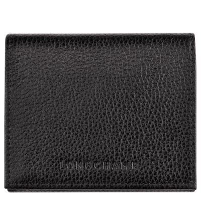 Women's Longchamp Le Foulonné Cardholders & Coin Purses Black | 53OIMRQEH