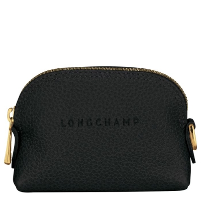 Women's Longchamp Le Foulonné Cardholders & Coin Purses Black | 81KHFJCTX