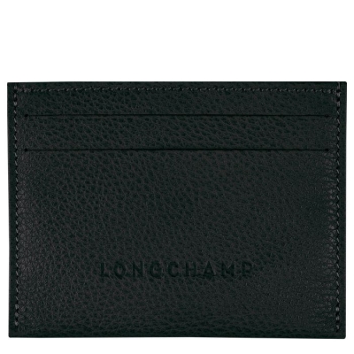 Women's Longchamp Le Foulonné Cardholders & Coin Purses Black | 82YQXFEPM