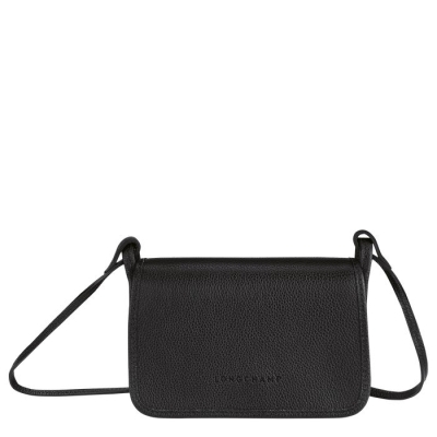 Women's Longchamp Le Foulonné Wallets On Chain Black | 23AMIBWKX