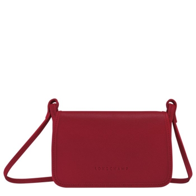 Women's Longchamp Le Foulonné Wallets On Chain Red | 47FUPOEWB