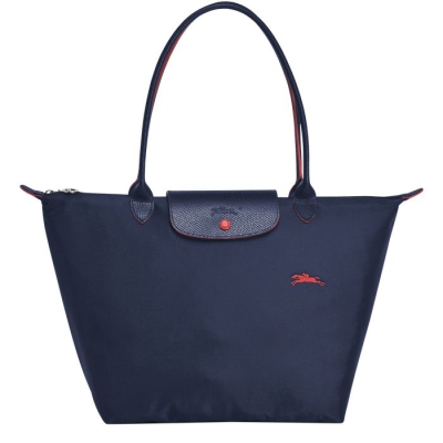 Women's Longchamp Le Pliage Club L Shoulder Bags Navy | 09NYFLEXI