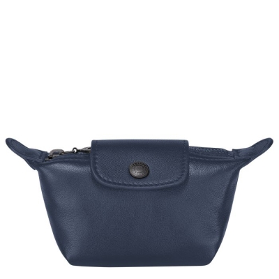 Women's Longchamp Le Pliage Cuir Cardholders & Coin Purses Navy | 31CLXSUGO