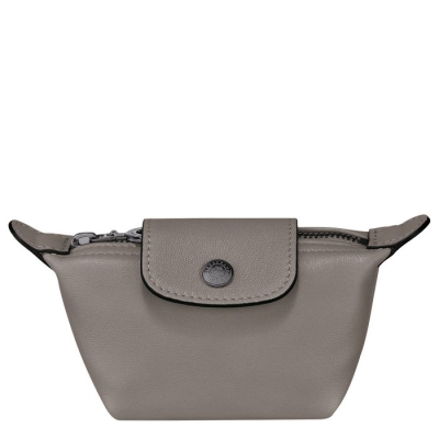 Women's Longchamp Le Pliage Cuir Cardholders & Coin Purses Grey | 45MKPWQCO