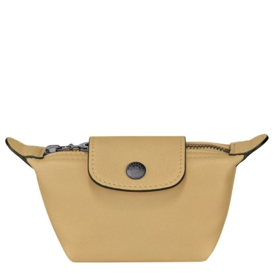 Women's Longchamp Le Pliage Cuir Cardholders & Coin Purses Beige | 89HPTWLVX