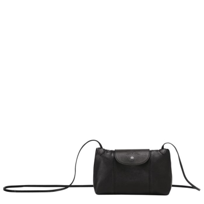 Women's Longchamp Le Pliage Cuir Crossbody Bags Black | 08WPVSDMC