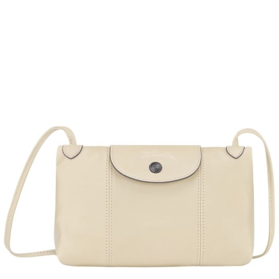 Women's Longchamp Le Pliage Cuir Crossbody Bags Beige | 13XMCPDJF