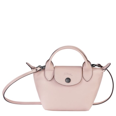 Women's Longchamp Le Pliage Cuir Crossbody Bags Pink | 19CJFIDTN