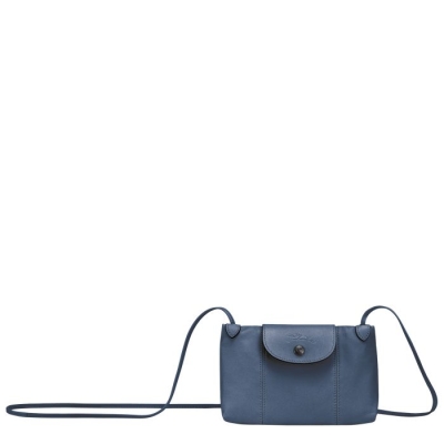 Women's Longchamp Le Pliage Cuir Crossbody Bags Blue | 24MQAGWIH