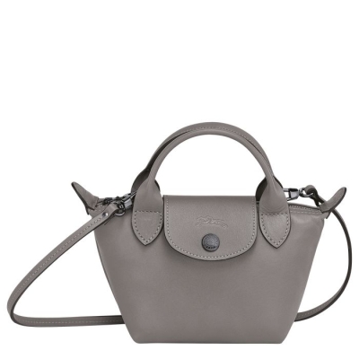 Women's Longchamp Le Pliage Cuir Crossbody Bags Grey | 24XQUJHCE