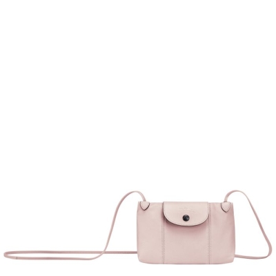 Women's Longchamp Le Pliage Cuir Crossbody Bags Pink | 50XGDOJBK