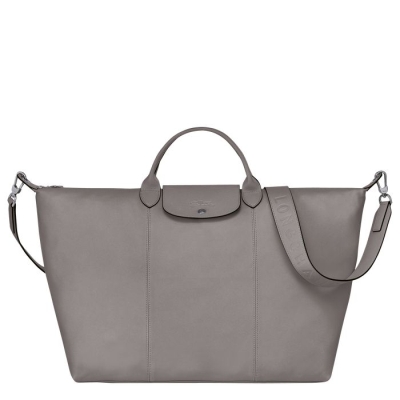 Women's Longchamp Le Pliage Cuir L Travel Bags Grey | 38HDXAWTP