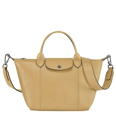 Women's Longchamp Le Pliage Cuir S Top-handle Bags Beige | 13GQVXRIS