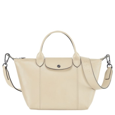 Women's Longchamp Le Pliage Cuir S Top-handle Bags Beige | 85MJEQKDL