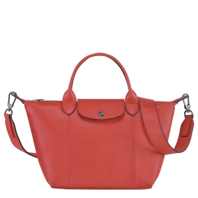 Women's Longchamp Le Pliage Cuir S Top-handle Bags Red | 87IAUKRJB