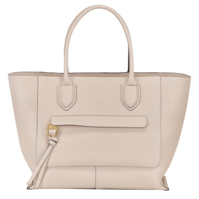 Women's Longchamp Mailbox L Top-handle Bags Beige | 61HTDPSLM