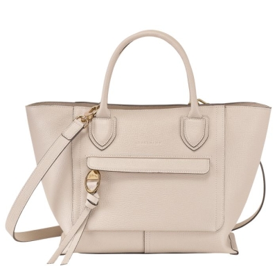 Women's Longchamp Mailbox M Top-handle Bags Beige | 59FQODWTK