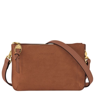 Women's Longchamp Mailbox Soft Wallets On Chain Brown | 38UYGTNQE