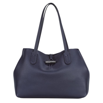 Women's Longchamp Roseau Essential Shoulder Bags Navy | 91DSVMKBG