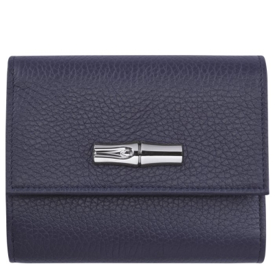 Women's Longchamp Roseau Essential Wallets Navy | 18FOZGKEI