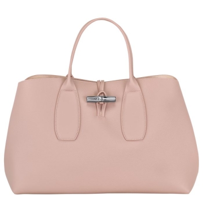 Women's Longchamp Roseau L Top-handle Bags Light Pink | 69PMBJOYR