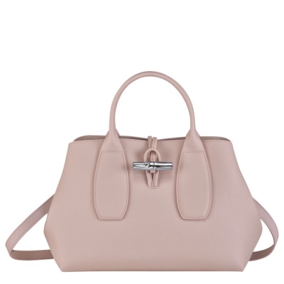 Women's Longchamp Roseau M Top-handle Bags Light Pink | 20DBRTNXP