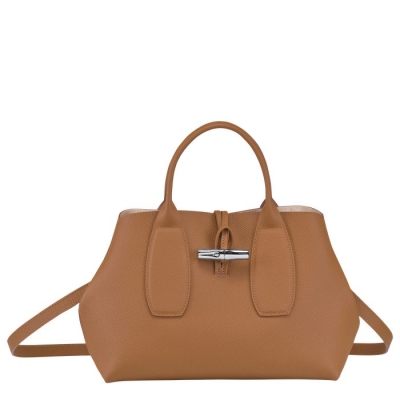 Women's Longchamp Roseau M Top-handle Bags Beige | 54SICFJHB