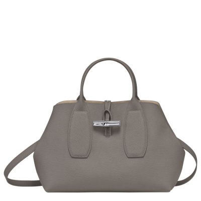 Women's Longchamp Roseau M Top-handle Bags Grey | 97BUHTGAI