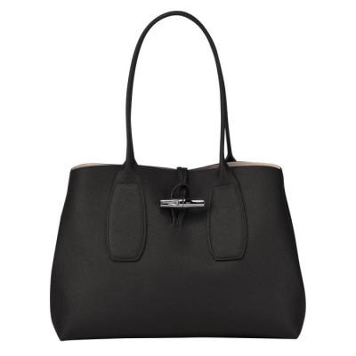 Women's Longchamp Roseau Shoulder Bags Black | 21CRLKGXO