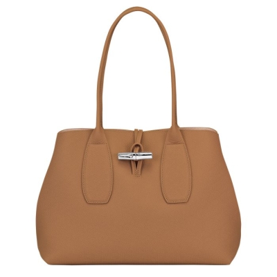 Women's Longchamp Roseau Shoulder Bags Beige | 95PAOSKIB