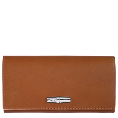 Women's Longchamp Roseau Wallets Brown | 42RVYHXIS