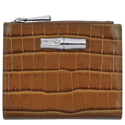 Women's Longchamp Roseau Wallets Brown | 91WGYKIVD