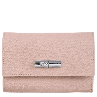 Women's Longchamp Roseau Wallets Light Pink | 69QLSNCRW